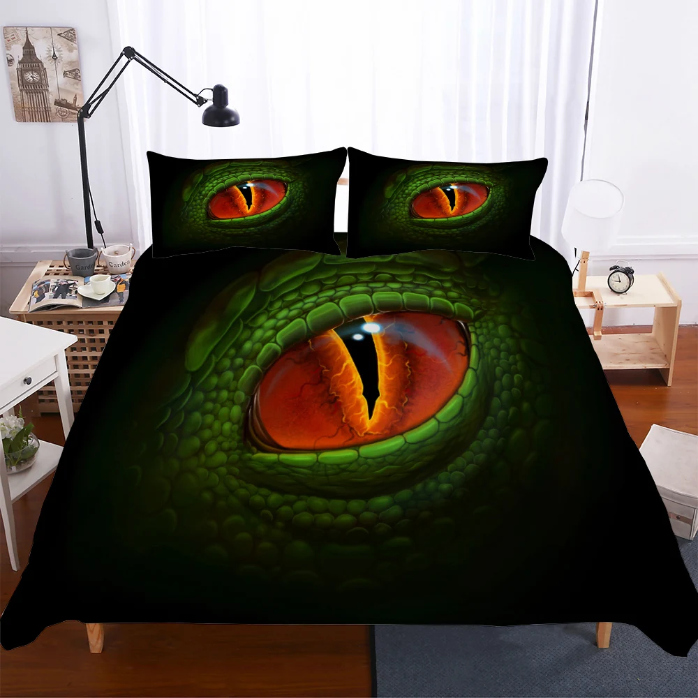 

BEST.WENSD wholesale bedding-set-3d HD Animal Dinosaur eyes duvet cover set Dark green bedding cover Dinosaur bedset High-grade