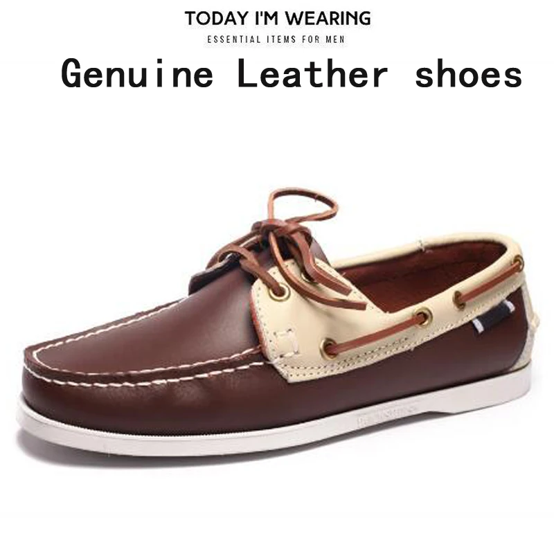Genuine Leather Men Casual Shoes Tassel Boat Shoes Classic Loafers Slip