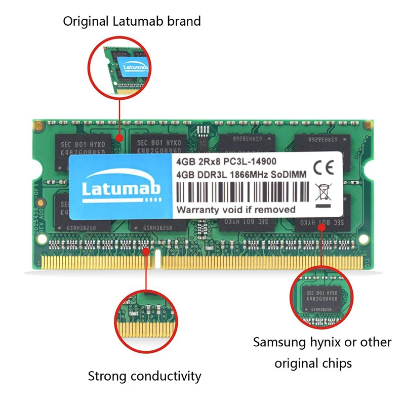 Оперативная память Latumab DDR3L 4 ГБ 8 1866 МГц 1600 1333 1066 для ноутбука SODIMM 1 35 в модуль ОЗУ