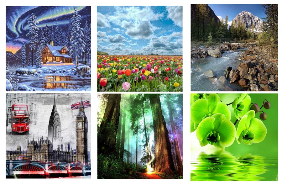 

Diamond painting Castle Field landscape Snowhouse Flower Sea Big tree 5D DIY Diamond embroidery Cross Stitch Painting home Decor