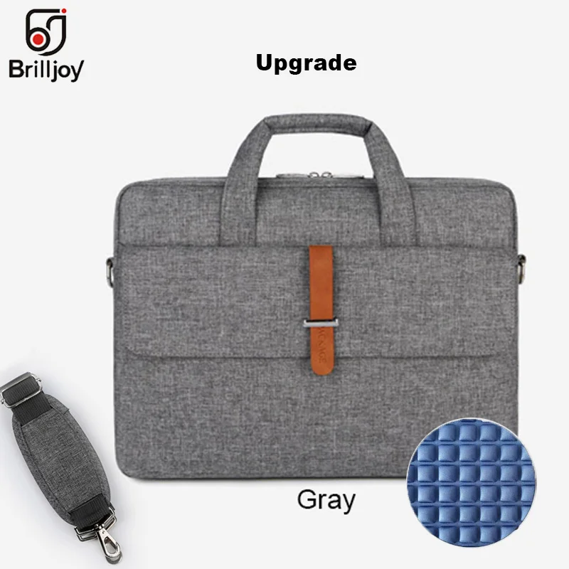Brilljoy водонепроницаемый мужской и женский 13 14 15 15,6 дюймов портфель для ноутбука деловая сумка для мужчин большая емкость сумка через плечо - Цвет: Gray 15inch Upgrade