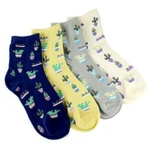 Модные женские Носки с рисунком кактуса, носки с кактусами, удобные милые хлопковые носки для девочек в стиле Харадзюку