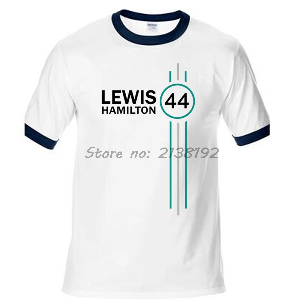 WHITE WITH NAVY Lewis Hamilton 44 Formula 1 Motor Мужская Футболка реглан Модный летний подарок мужской pretern футболка новые топы Мужские - Цвет: WHITE WITH NAVY