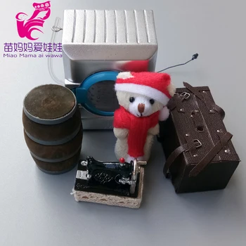 

BJD doll house accessories Mini garden tool Tennis racket Wine barrel leather Luggage box for barbie doll