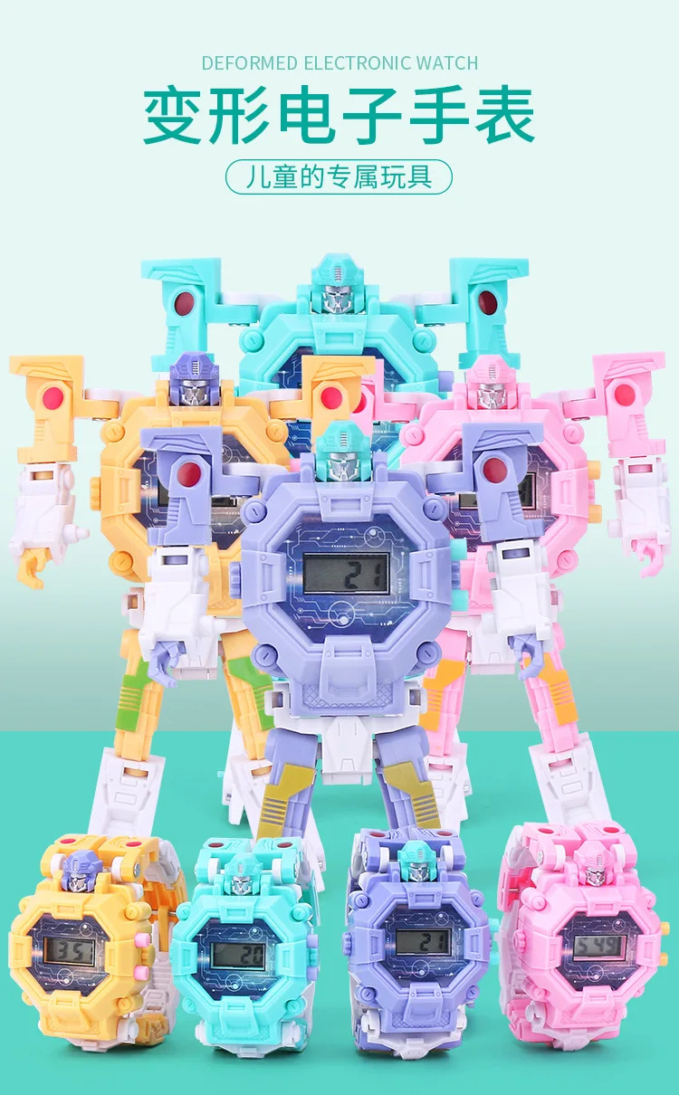 Креативная игрушка-трансформер Jingang Robot Douyin в стиле знаменитостей с электронными часами детский подарок для мальчиков и девочек
