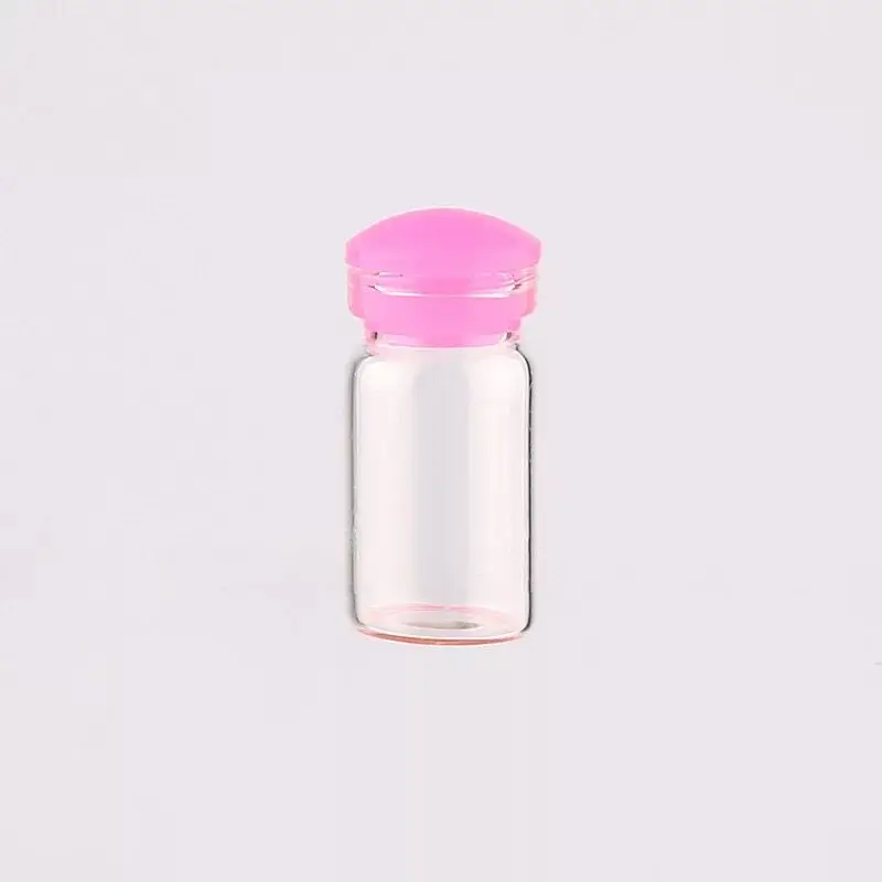 5 шт. 0,. 5 мл мини, из прозрачного стекла бутылки Флаконы пустые образцы баночки с пробкой/пластиковые пробки сообщения флакон свадьбы желаний бутылка, Лидер продаж - Цвет: pink  Silicone