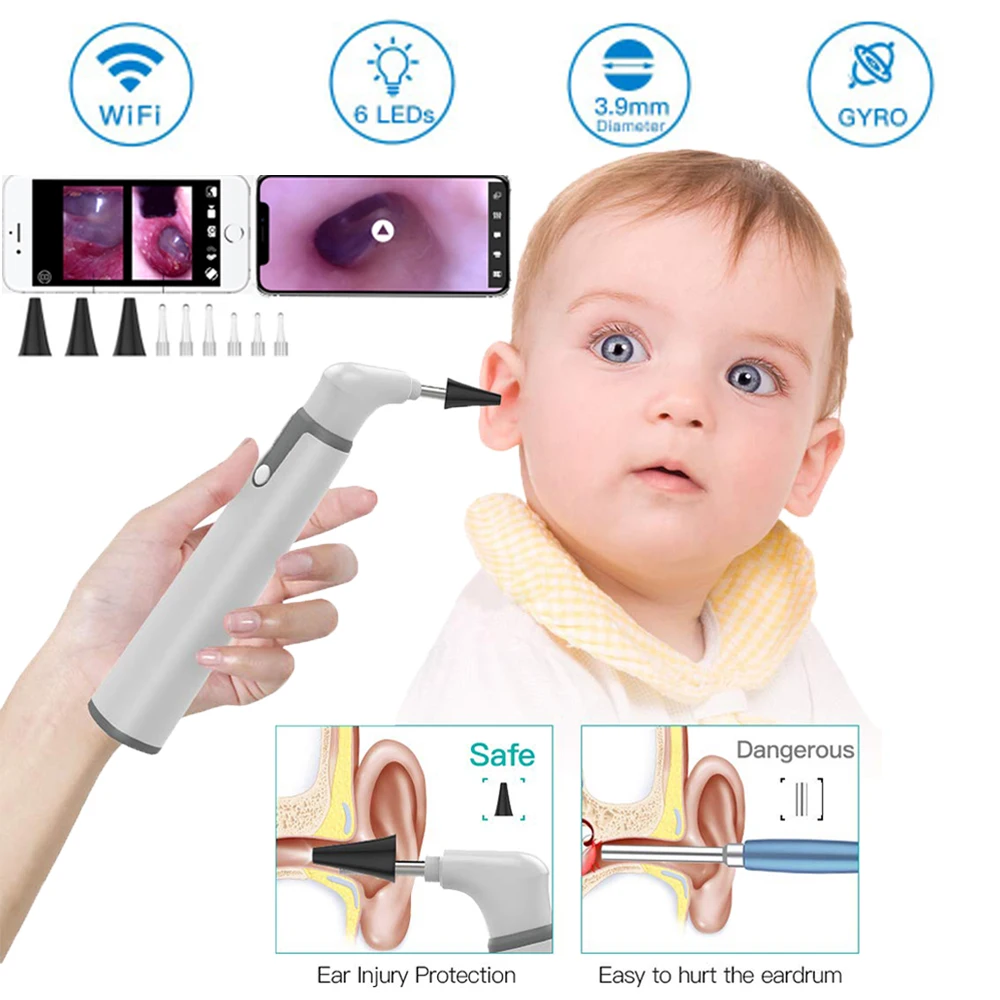 Otoscope медицинский Wifi ушной эндоскоп камера 3 9 мм Otoscopio цифровой воск очиститель с