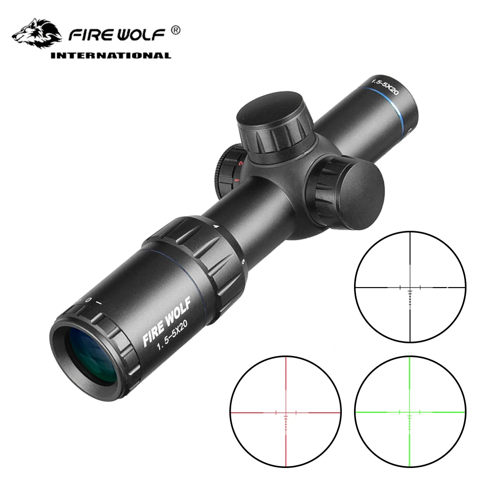 Прицел для винтовки Fire Wolf 1 5 5X20 HD зеленый красный с подсветкой перекрестное