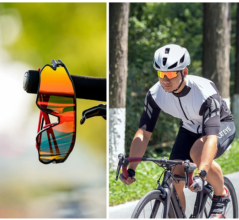 CATEYE Cycling Polarized/Photochromic Sports Glasses Bicycle 100% UV400 Glasses lightweight with Myopic lens