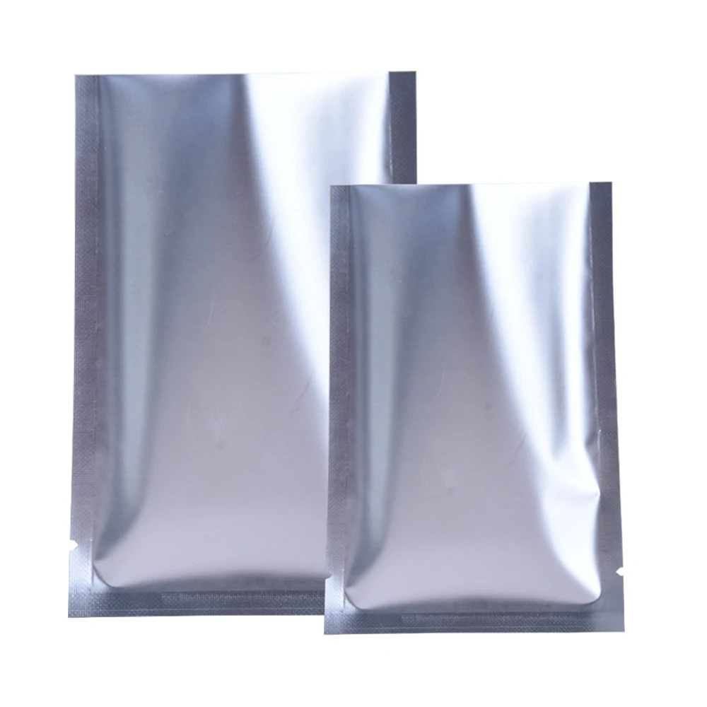 100Pcs Matte Silver Open Top Aluminum Foil Bag Tear Notch Heat Vacuum Seal Candy Tea Ground Coffee Powder Bean Package Pouches