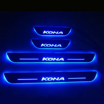 

4PCS Acrylic Moving LED Welcome Pedal Car Scuff Plate Pedal Door Sill with dynamic animation Light For Hyundai Kona 2017-2020