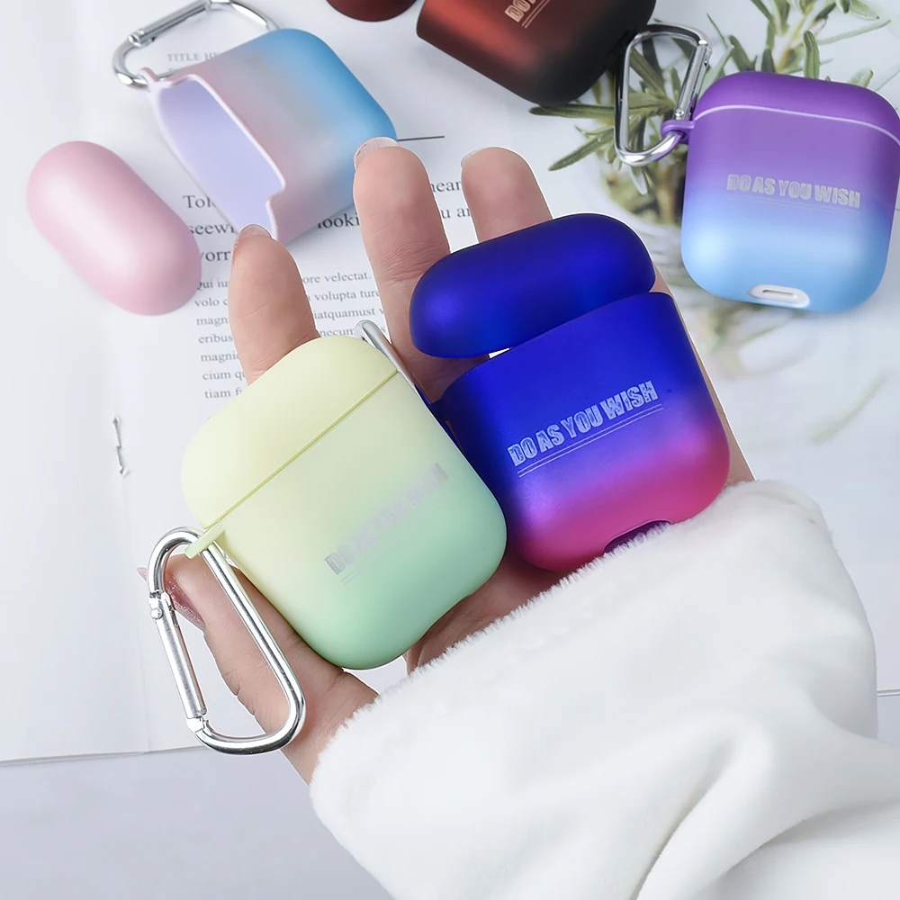Градиент моды пара футляр для наушников для Airpods 2 матовые беспроводные Bluetooth наушники зарядная Коробка Чехол для Apple AirPods