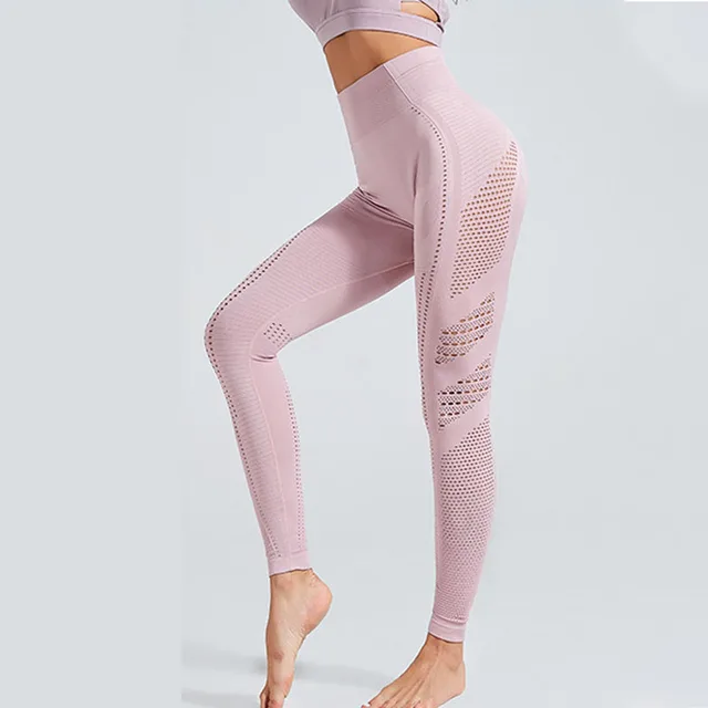 NORMOV Seamless Women Leggings Fitness High Waist Elastic Push Up Hollow Out Spandex Leggin Casual Solid Leggings 1