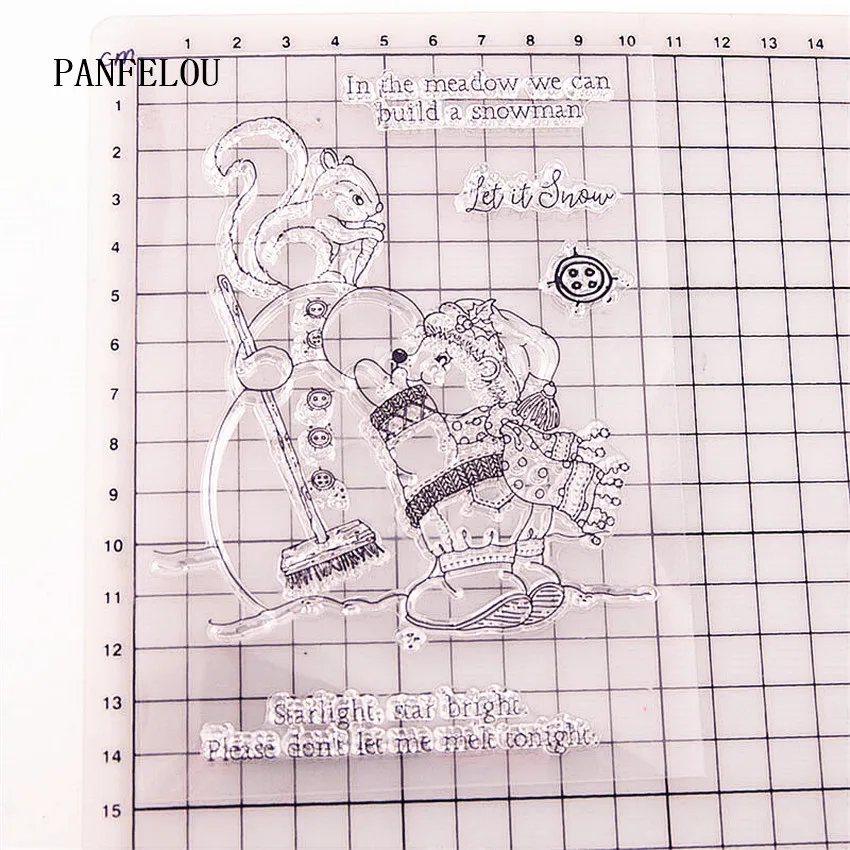 PANFELOU 10,5x14 см Снеговик белка прозрачный силиконовый прорезиненный прозрачный штамп мультфильм для скрапбукинга/DIY Рождество Свадьба