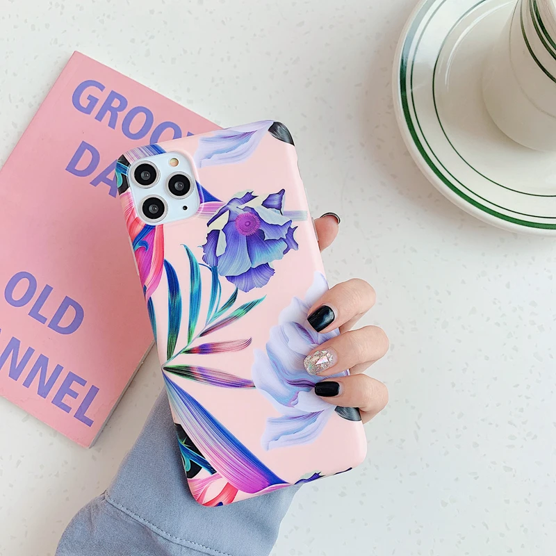 Модный Ретро Чехол для iPhone 11pro xs max xr i8 i7 i6 plus с листьями розы, силиконовый мягкий чехол для телефона, задняя крышка с цветами