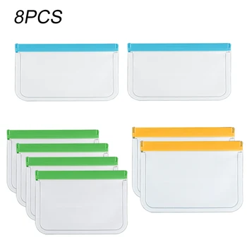 

8pcs Container Sandwich Snack PEVA Home Kitchen Reusable Leakproof Food Storage Bag Freezer Ziplock Translucent Self Sealing