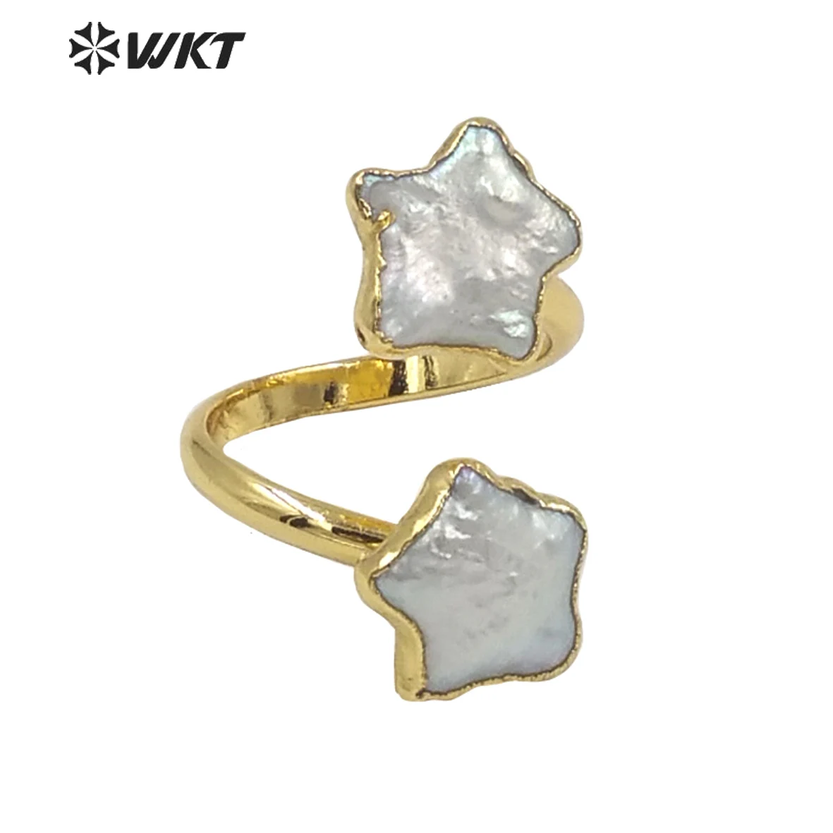 

WT-MPR024 WKT2023 Special Natural Stone Star And Moon Shape Ring Pearl Opening Adjustable For Party Gift Fine Jewelry