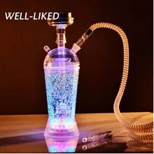 Вечерние акриловые светодиодный светильник Набор чашек кальяна трубка для кальяна со шлангом из нержавеющей стали чаша держатель для угля Chicha Narguile аксессуары