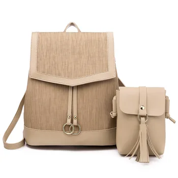 

Women Backpack 2020 New Fashion Ladies Shoulder Bag Two-piece Practical Soft Face Pu School Bag Mochila Mujer