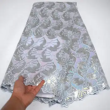 

African Sequins Lace Fabric Embroidered Nigerian Tulle Lace Fabrics 2019 High Quality African French Net Lace Fabric SAZ06