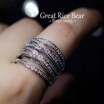 

High quality Authentic 925 Sterling silver & 10kt yellow gold Ring Luxury with pave diamond rings for Women men European style