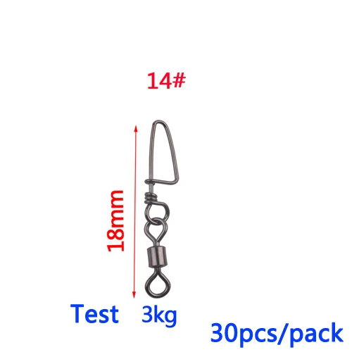 1 упаковка сплав медь+ нержавеющая сталь рыболовный подшипник поворотный замок Rolling поворотный защелкивающийся рыболовный крючок соединитель снасти - Цвет: size14-30pcs-pack
