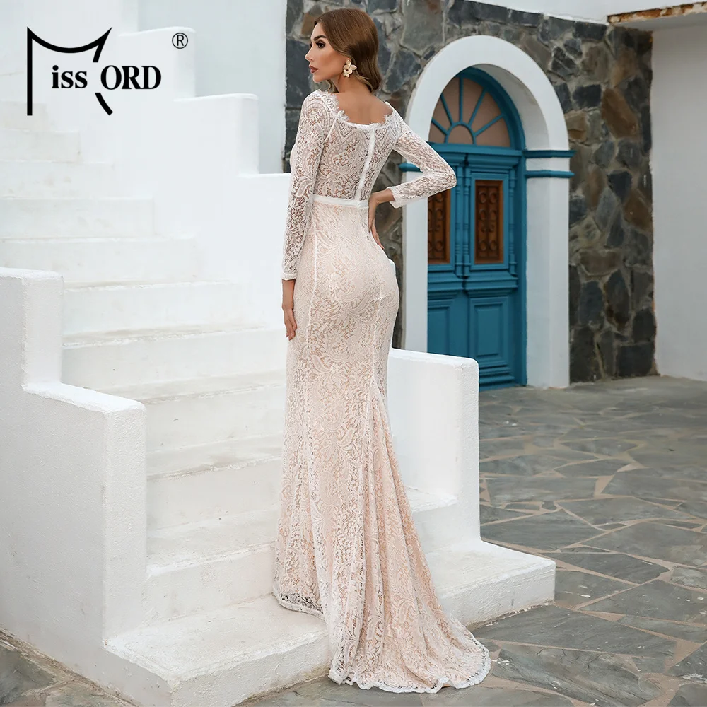 Missord 2019 женское сексуальное кружевное платье с открытыми плечами Макси