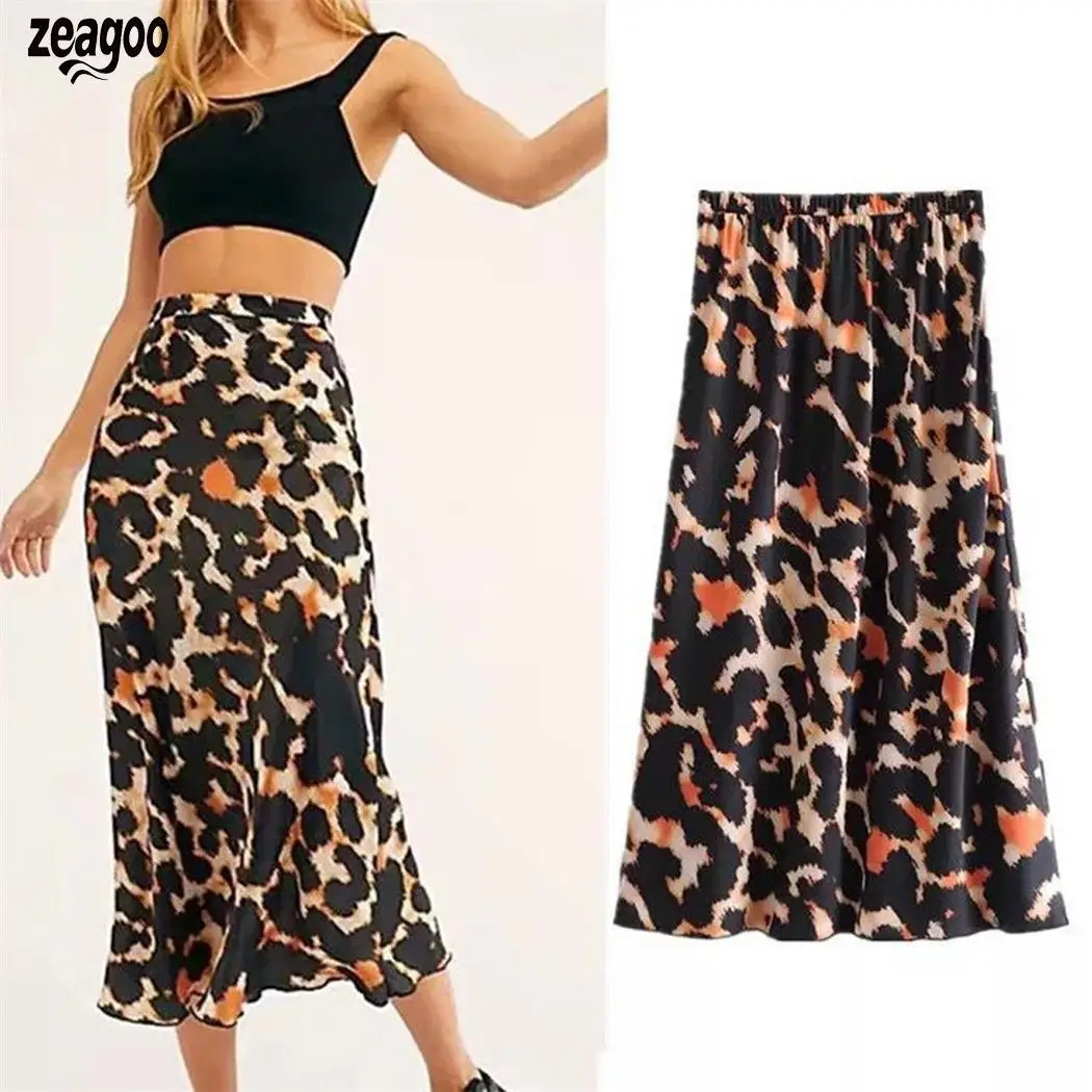 Женская Повседневная леопардовая плиссированная юбка с высокой талией, Повседневная летняя юбка