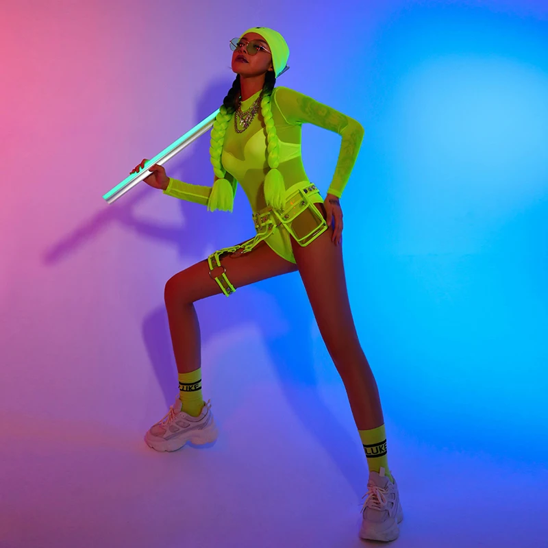 Neon Green Stage Costume Female Women Sexy GoGo Dance