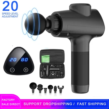 

Dropshipping Muscle Massage Gun Deep Tissue Relaxation Vibration Percussion Massager Massagegun LCD Theragun 20 Speeds 6 Heads