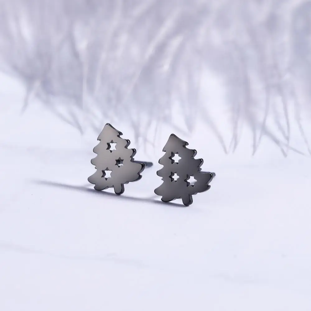 Skyrim Rose Flower Lotus Tree Stud Earrings Women Girls Stainless Steel Gold Color Black Mini Earring Studs Jewelry Gift New - Image 6