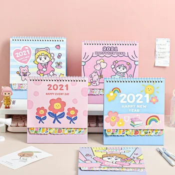 

12 Designs Mixed Cute Cartoon Desktop Calendar Check List Memo Pad Creative 2021 Calendar Gift 215mm*190mm*75mm Free Shipping