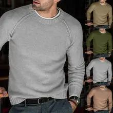 

Dropshipping Men Long Sleeve O Neck Solid Color Jumper Autumn Winter Knitted Sweater Pullover