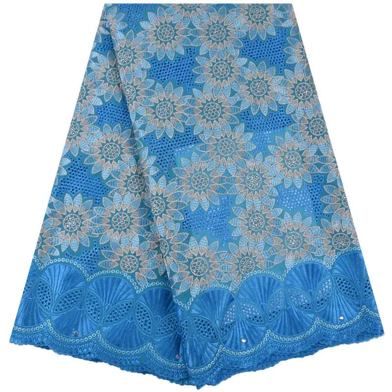 Latest Swiss African Cotton Lace Fabric High Quality Swiss Voile Lace In Switzerland With Stones For Sewing Dresses S1728 - Цвет: As Picture 2