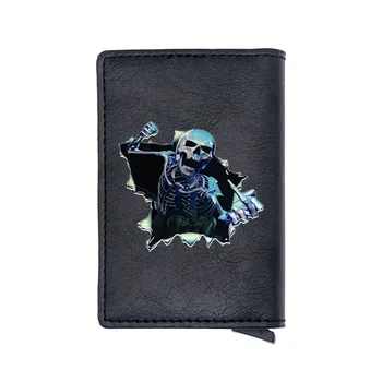 

Fashion Steampunk Skull Skeleton Printing RFID Blocking Men's Credit Card Holder Leather Bank Card Wallet Case Protection Purse