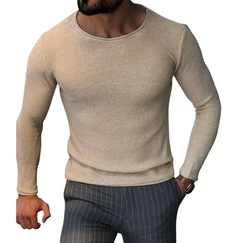

Men Sweater Cotton Soft Autumn Winter Warm Knit Clothes Sweater Casual Cool Pullover O-Neck Long Sleeve Men Solid Sweater