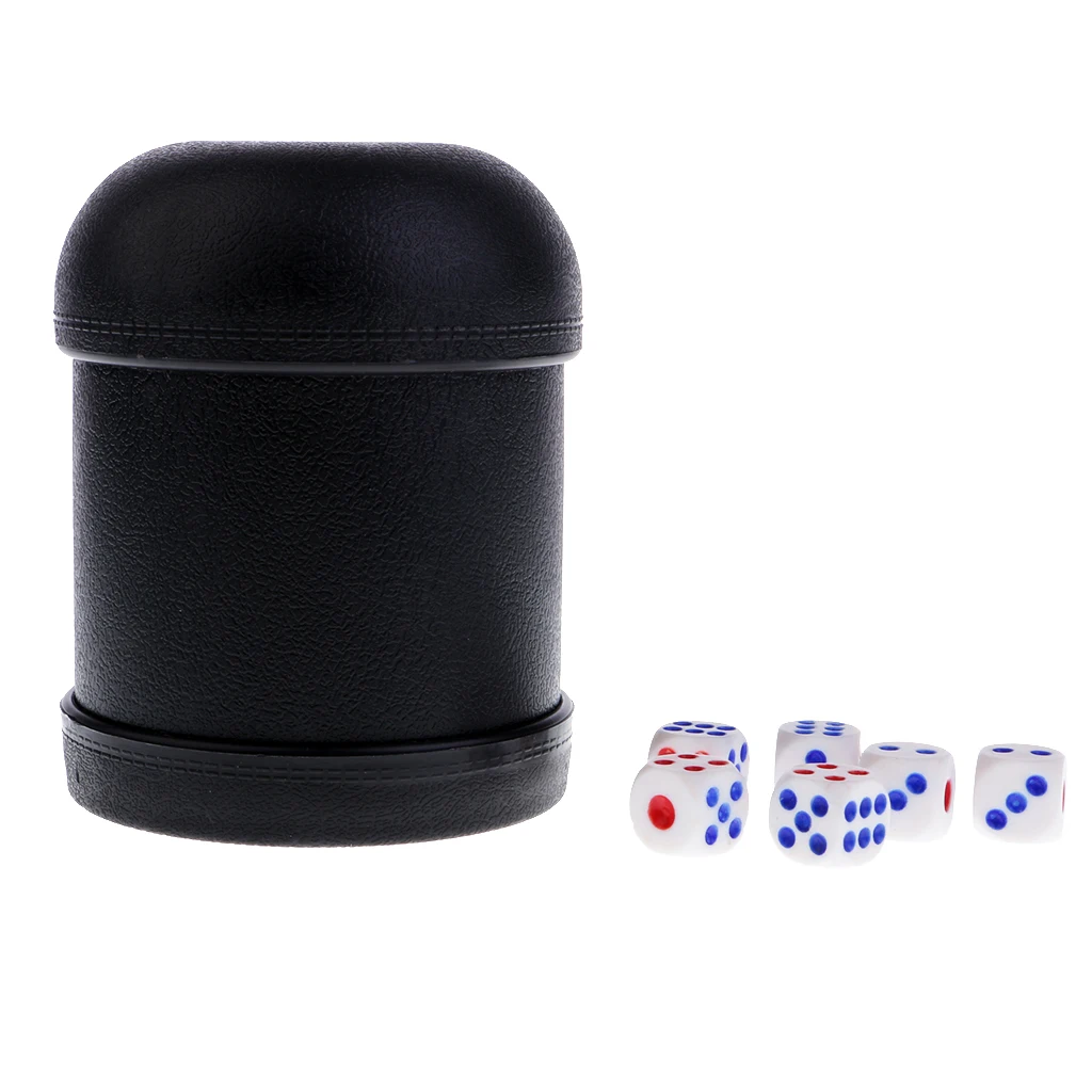 6x Dices Die Set w/ Cup for KTV Pub Bar Dungeons &Dragons RPG Table Game Black