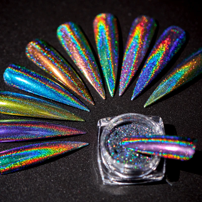 Четыре лилии голографическая Лазерная блестящая пудра Гель-лак для нейл-арта хромированные пигменты украшения для ногтей Лазерная Ослепительная Пыль для DIY