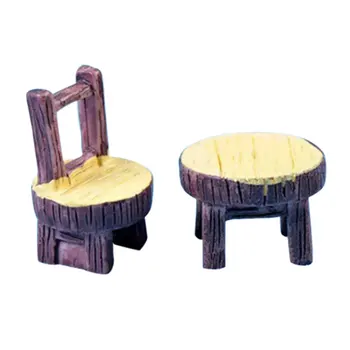 

Moss Micro-Landscape Succulent Plant Decoration Round Table And Chair Resin Craft Small Ornaments Diy Material