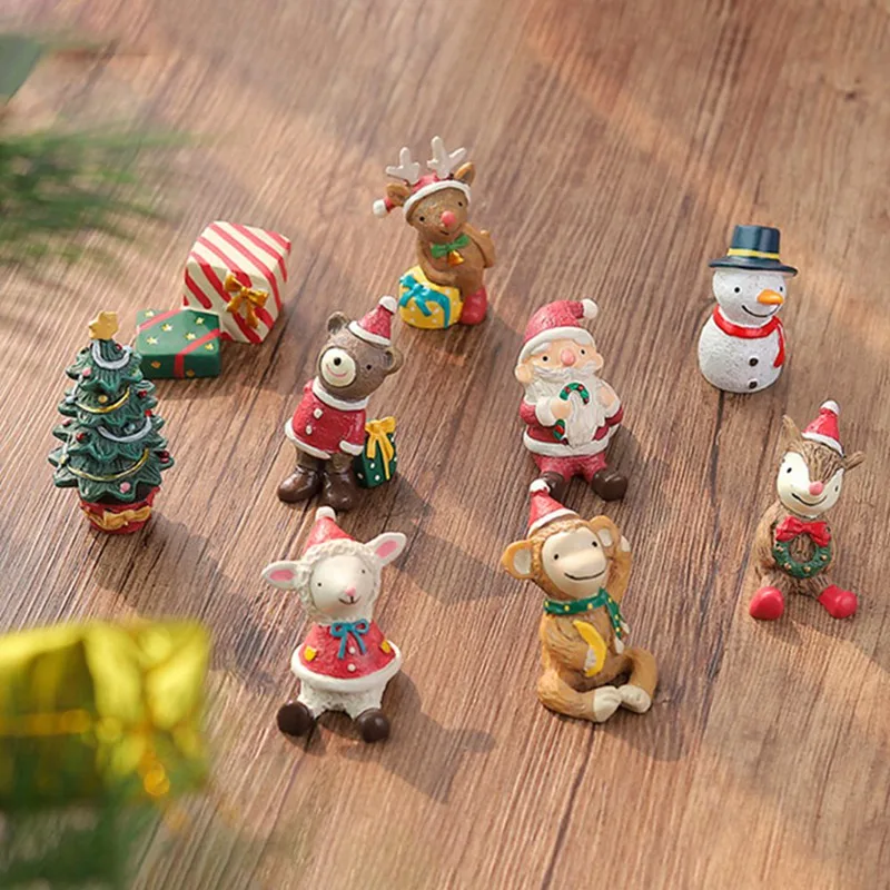 1 шт. Рождественская елка Санта Клаус миниатюрный Снеговик Подарочная коробка украшения для террариума Фея рождественские садовые фигурки декор для кукольного дома