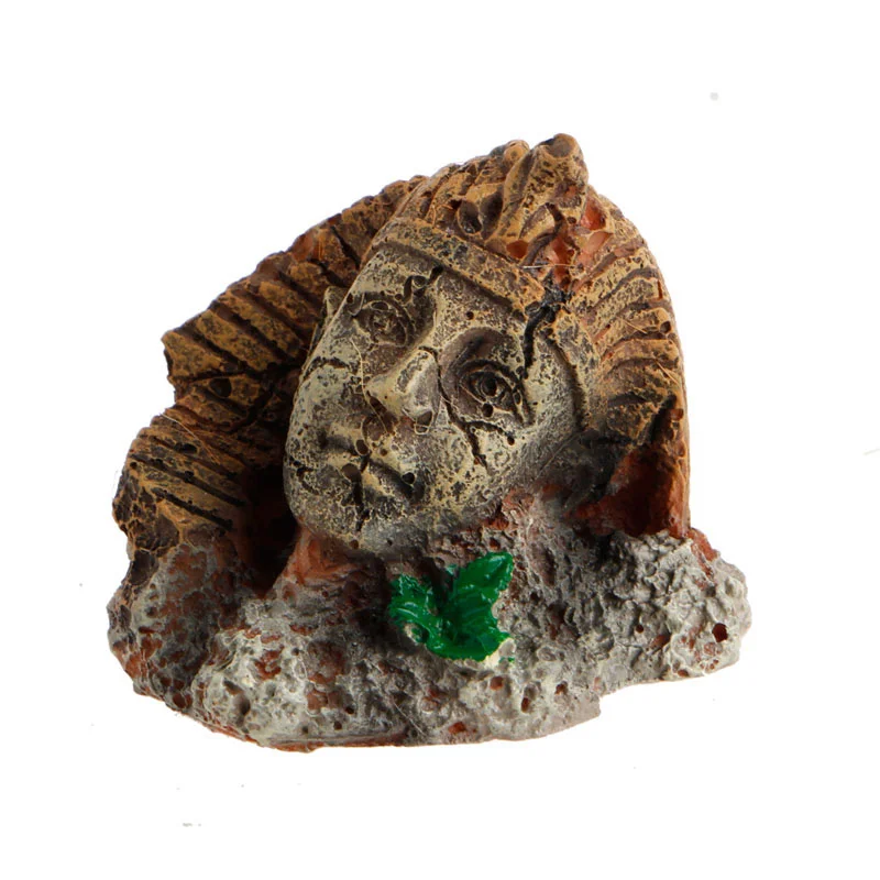 Artificial Resin Ancient Egyptian Pharaoh Sphinx Ruins Roman Style Face Pillar Statue Aquarium Decorations Fish Tank Ornament | Дом и сад