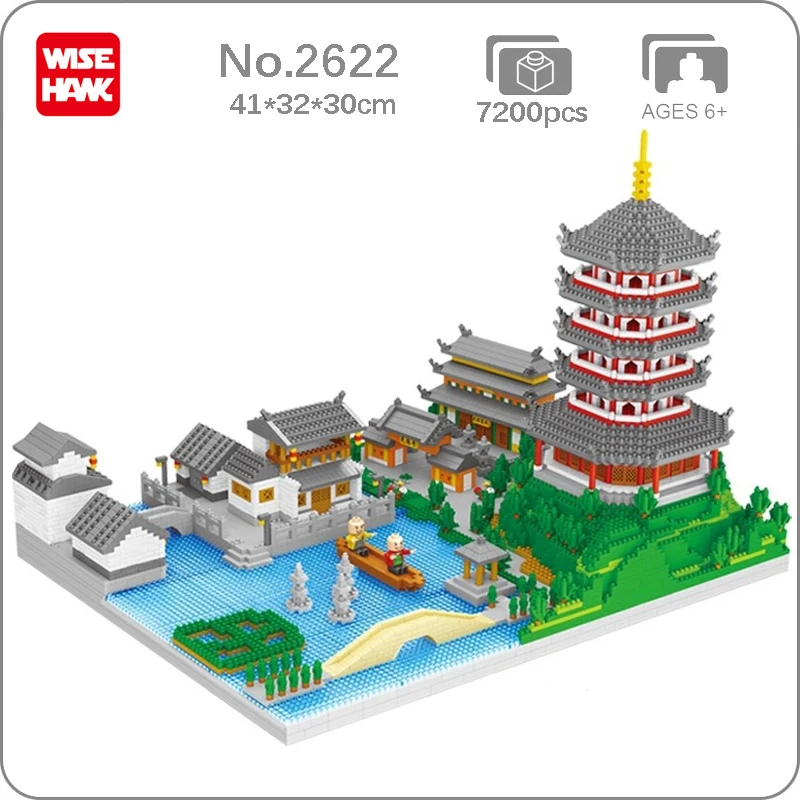 Набор строительных блоков Weagle City Architecture Уэст-озеро башня храм 3D модель набор