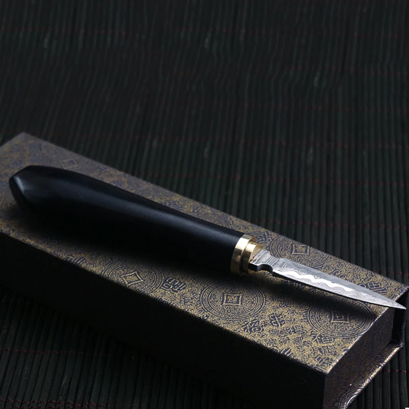 1pcs Tea Knife Stainless Tea Needle Special Tool Ebony Tray Ceremony Utensils Pu Erh Damascus knife Tool