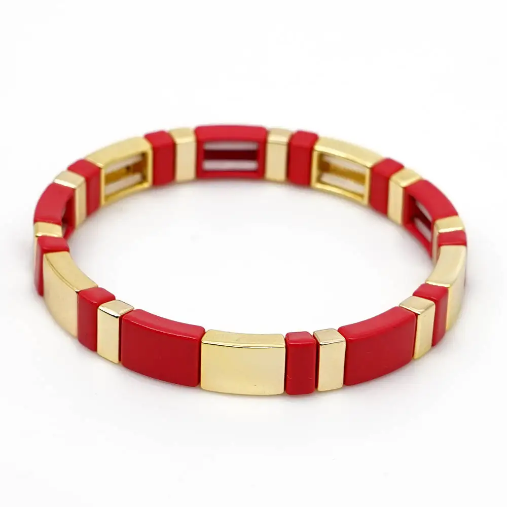 

Shinus Iron Man Bracelets Men Gold Tile Bracelet Women Latest Bangle Pulseras Mujer 2019 Fashion Jewelry Handmade Alloy Enamel
