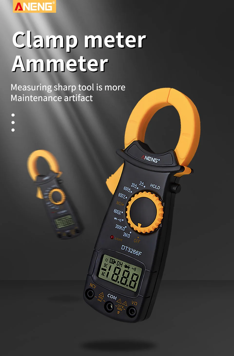ANENG DT3266F Мини цифровой мультиметр зажим Амперметр электрические клещи AC/DC Напряжение тестер устройства сопротивления с зуммером