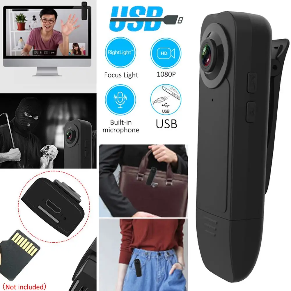 

Mini Camera Full HD 1080P Secret Camera Wearable Night Vision Motion Detection Digital Mini Camera Support 32GB Card USB Home