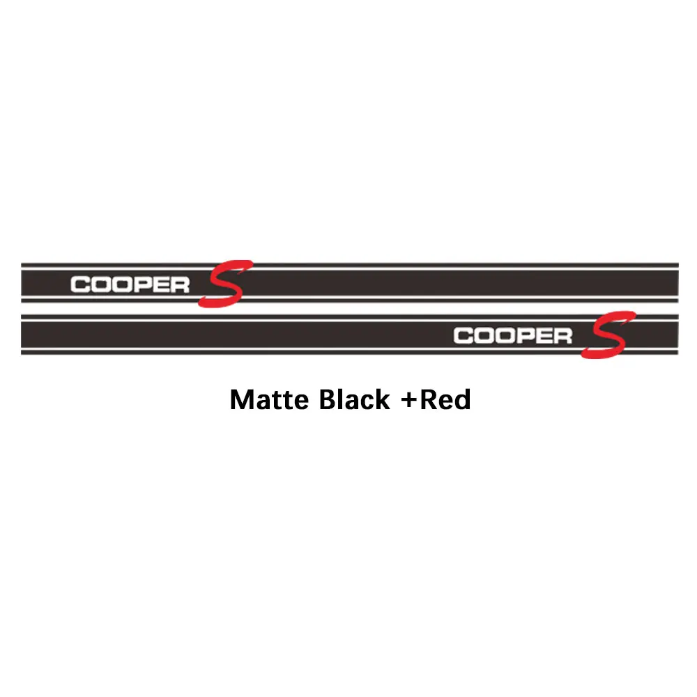 2 шт. двери боковые полосы юбка стикеры Cooper S Стайлинг графика винил кузова наклейка для MINI Cooper One F56 JCW аксессуары - Название цвета: Matte Black and red