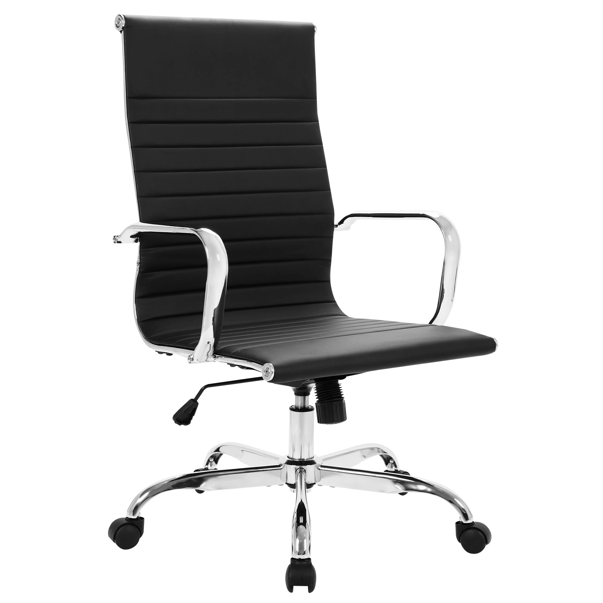 High Back Swivel Office Chair Home Computer Chair Genuine Leather Steel