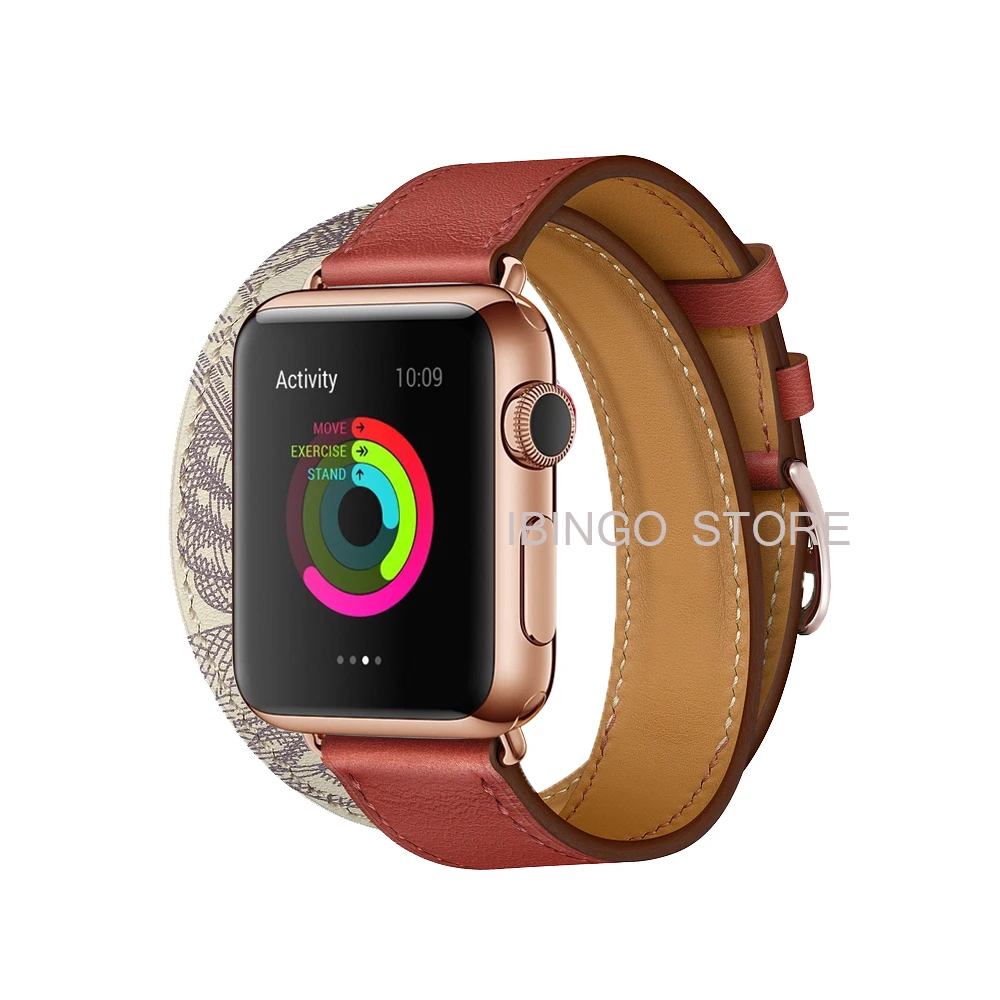 Brique Beton Herm логотип розовое золото Swift кожаный двойной/один тур ремешок для Apple Watch 5 4 3 2 1 44 мм 40 мм 42 мм 38 мм ремешок для iWatch - Цвет ремешка: Brique Beton