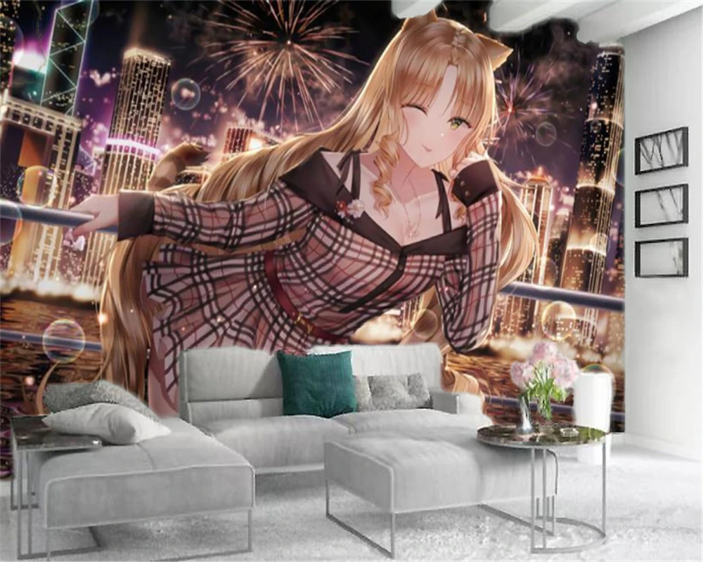 カスタム 3d 写真の壁紙かわいい漫画美少女屋内背景の壁の装飾壁画壁紙 Aliexpress Home Improvement
